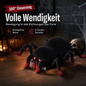 Ferngesteuerte Halloween-Spinne 360° Rotation Leuchtende Augen Bewegliche Beine Kletterfähig