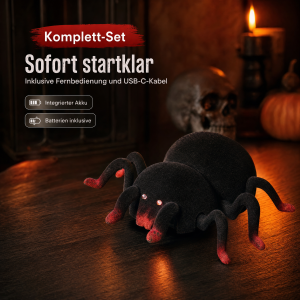 Ferngesteuerte Halloween-Spinne 360° Rotation Leuchtende Augen Bewegliche Beine Kletterfähig