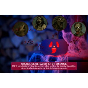 Halloween Spooky Soundbox Ghostface mit gruseligen Geräuschen roten LEDs Bewegungsmelder  Akku