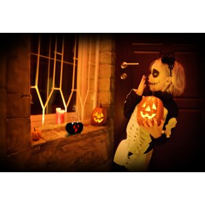 Halloween Spooky Soundbox Ghostface mit gruseligen Geräuschen roten LEDs Bewegungsmelder  Akku
