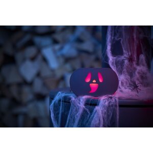 Halloween Spooky Soundbox Ghostface mit gruseligen Geräuschen roten LEDs Bewegungsmelder  Akku
