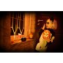 Halloween Spooky Soundbox Pumpkinface mit gruseligen Geräuschen roten LEDs Bewegungsmelder  Akku