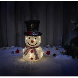 B-Ware Mini LED Schneemann Weihnachtsdeko 70cm hoch mit 45 integrierten warmweißen LEDs