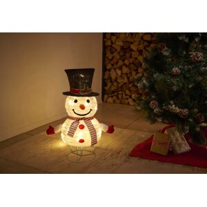 B-Ware Mini LED Schneemann Weihnachtsdeko 70cm hoch mit 45 integrierten warmweißen LEDs