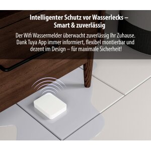 Wifi Wassermelder mit Tuya App 2er-Set  Kompaktes Alarmsystem für Keller, Küche & Bad
