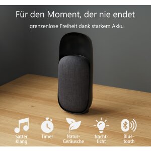 Northpoint 3 in 1 Nature Sound Box mit Bluetooth Lautsprecher und LED Nachlicht Naturgeräuschen & Timer warmweißes Licht – beruhigende Klängen schwarz