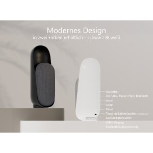 Northpoint 3 in 1 Nature Sound Box mit Bluetooth Lautsprecher und LED Nachlicht Naturgeräuschen & Timer warmweißes Licht – beruhigende Klängen schwarz