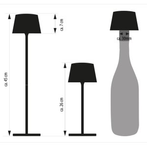 Northpoint 3in1 LED Tischlampe Flaschenleuchte max. 45cm hoch mit 3000mAh Akku 200lm warmweißes Licht (3000K) stufenlos dimmbar für Innen und Außen Hellgrün