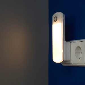 LED Steckdosen Nachtlicht Taschenlampe Weiß Wandleuchte Bewegungsmelder Induktionsladung Notlicht Groß 2er-Set
