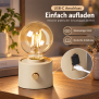 Vintage LED Akku-Tischleuchte Edison Glühbirne stufenlos dimmbar USB-C Beige