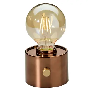 Vintage Akku Glühbirne Edison LED Tischlampe USB-C dimmbar mit Drehschalter  moderne Dekoration Bronze