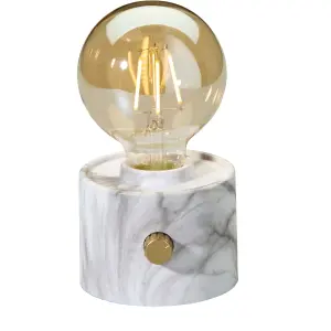 Vintage Akku Glühbirne Edison LED Tischlampe USB-C dimmbar mit Drehschalter  moderne Dekoration Marmor