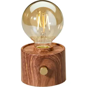 Vintage Akku Glühbirne Edison LED Tischlampe USB-C dimmbar mit Drehschalter  moderne Dekoration Walnuss