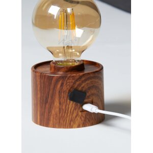 Vintage Akku Glühbirne Edison LED Tischlampe USB-C dimmbar mit Drehschalter  moderne Dekoration Walnuss