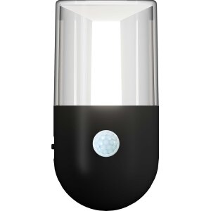 LED Nachtlicht mit Dämmerungssensor & Bewegungsmelder, Up&Down Licht für Steckdose Zylinder-Schwarz