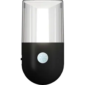 LED Nachtlicht mit Dämmerungssensor & Bewegungsmelder, Up&Down Licht für Steckdose Zylinder-Schwarz