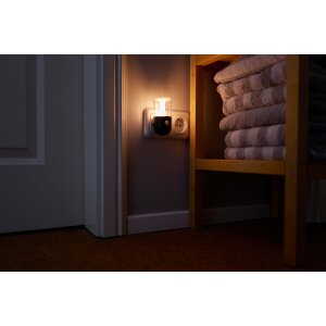 LED Nachtlicht mit Dämmerungssensor & Bewegungsmelder, Up&Down Licht für Steckdose Zylinder-Schwarz