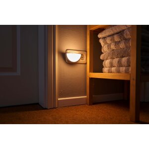 LED Nachtlicht mit Dämmerungssensor & Bewegungsmelder, Up&Down Licht für Steckdose Halbkugel-Weiß