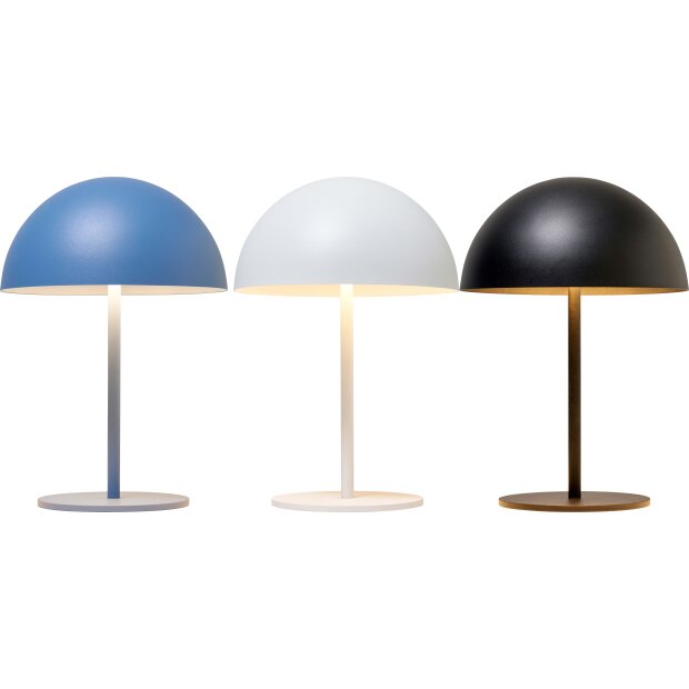 LED Metall Akku Tischlampe in Pilzform 28cm hoch Touch-Schalter Outdoor Lampenschirm Terassenleuchte