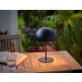 LED Metall Akku Tischlampe in Pilzform 28cm hoch Touch-Schalter Outdoor Lampenschirm Terassenleuchte Schwarz