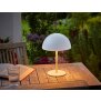 LED Metall Akku Tischlampe in Pilzform 28cm hoch Touch-Schalter Outdoor Lampenschirm Terassenleuchte Weiß