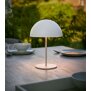 LED Metall Akku Tischlampe in Pilzform 28cm hoch Touch-Schalter Outdoor Lampenschirm Terassenleuchte Weiß