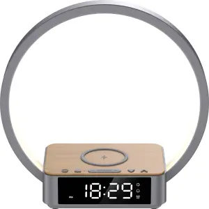 LED Lichtwecker mit Sonnenaufgang Simulation, Schlaftimer & Charging Station, Wake Up Licht - Grau