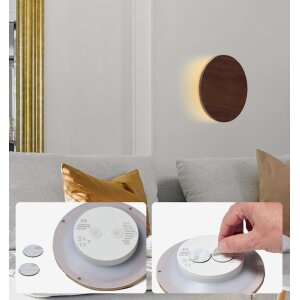 B-Ware LED Wandleuchte Indirektes Licht Echtholz Dauerlicht mit unsichtbarem Bewegungsmelder-Walnussholz