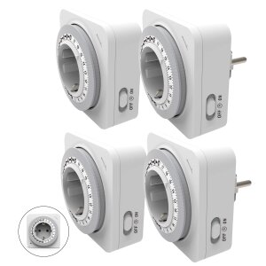 Northpoint Zeitschaltuhr zum automatischen Ein und Ausschalten von Licht und elektrischen Geräten 4er-Set Mechanische Zeitschaltuhr