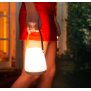 LED Laterne mit Akku und Induktionsladung tragbar Griff Braun Kunstleder Henkel Camping