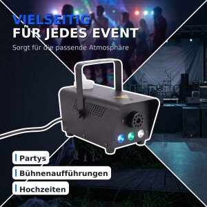 LED Nebelmaschine mit Fernbedienung & Farbwechsel - inkl. Nebelfluid