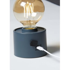 B-Ware Vintage Akku Glühbirne Edison LED Tischlampe USB-C dimmbar mit Drehschalter – moderne Dekoration grau