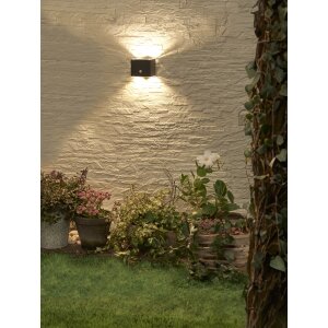 LED Solar Wandleuchte 2er-Set mit Bewegungsmelder Up & Down-Technik, Warmweiß, - Würfel 2er-Set