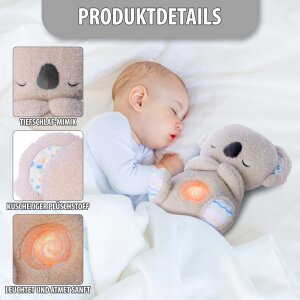Schlummer Koala Kuscheltier Nachtlicht Musik Timer waschbar für Babys