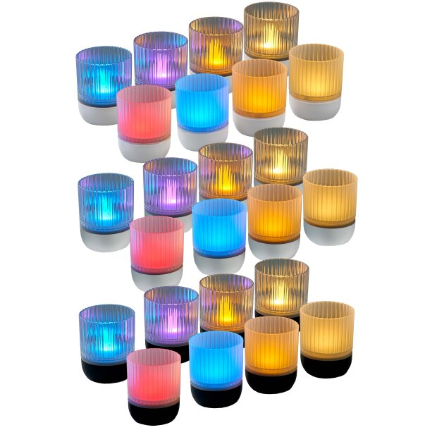 LED Akku Lounge Lights 4er-Set mit Touchsensor Kabellos für Innen und Außen RGBW Flackereffekt