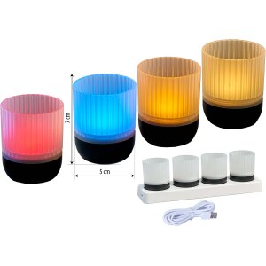 LED Akku Lounge Lights 4er-Set mit Touchsensor Kabellos für Innen und Außen RGBW - Matt / schwarz