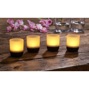 LED Akku Lounge Lights 4er-Set mit Touchsensor Kabellos für Innen und Außen RGBW - Matt / schwarz