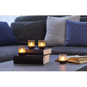 LED Akku Lounge Lights 4er-Set mit Touchsensor Kabellos für Innen und Außen - Transparent / schwarz