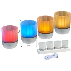 LED Akku Lounge Lights 4er-Set mit Touchsensor Kabellos für Innen und Außen RGBW - Matt / silber