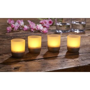 LED Akku Lounge Lights 4er-Set mit Touchsensor Kabellos für Innen und Außen RGBW - Matt / silber