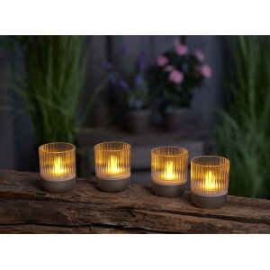 LED Akku Lounge Lights 4er-Set mit Touchsensor Kabellos für Innen und Außen - Transparent / silber