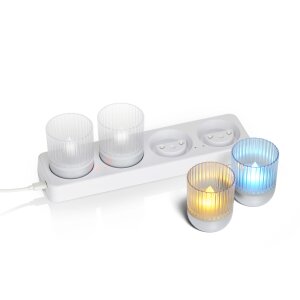 LED Akku Lounge Lights 4er-Set mit Touchsensor Kabellos für Innen und Außen - Transparent / silber
