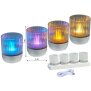 LED Akku Lounge Lights 4er-Set mit Touchsensor Kabellos für Innen und Außen - Transparent / silber