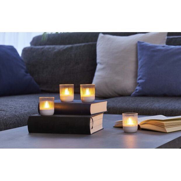 LED Akku Lounge Lights 4er-Set mit Touchsensor Kabellos für Innen und Außen - Transparent / weiß