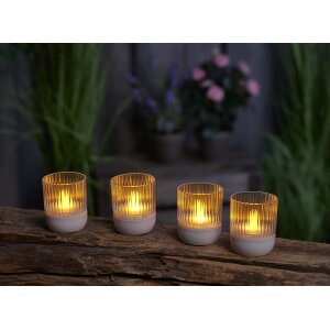 LED Akku Lounge Lights 4er-Set mit Touchsensor Kabellos für Innen und Außen - Transparent / weiß