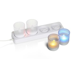 LED Akku Lounge Lights 4er-Set mit Touchsensor Kabellos für Innen und Außen - Transparent / weiß