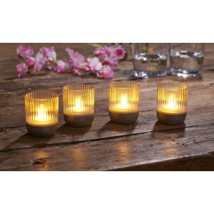 LED Akku Lounge Lights 4er-Set mit Touchsensor Kabellos für Innen und Außen - Transparent / weiß