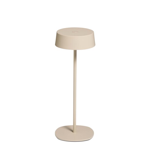 Elegante LED Akku Tischleuchte Dimmbar Kabellos IP54 Metallgehäuse höhenverstellbar beige