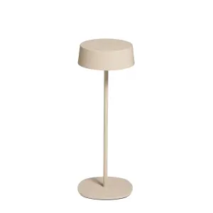 Elegante LED Akku Tischleuchte Dimmbar Kabellos IP54 Metallgehäuse höhenverstellbar beige