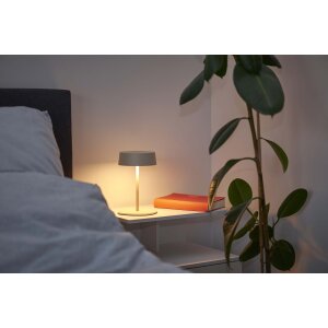 Elegante LED Akku Tischleuchte Dimmbar Kabellos IP54 Metallgehäuse höhenverstellbar beige